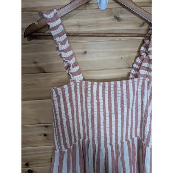Marine Layer Dress Womens Large Red Stripe Cotton Gauze Maxi - Picture 2 of 12